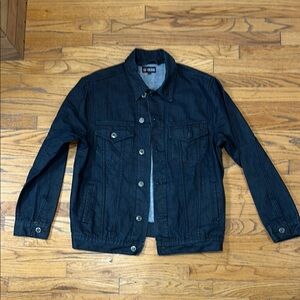 Culture Dark Black Coated Denim Jacket L
